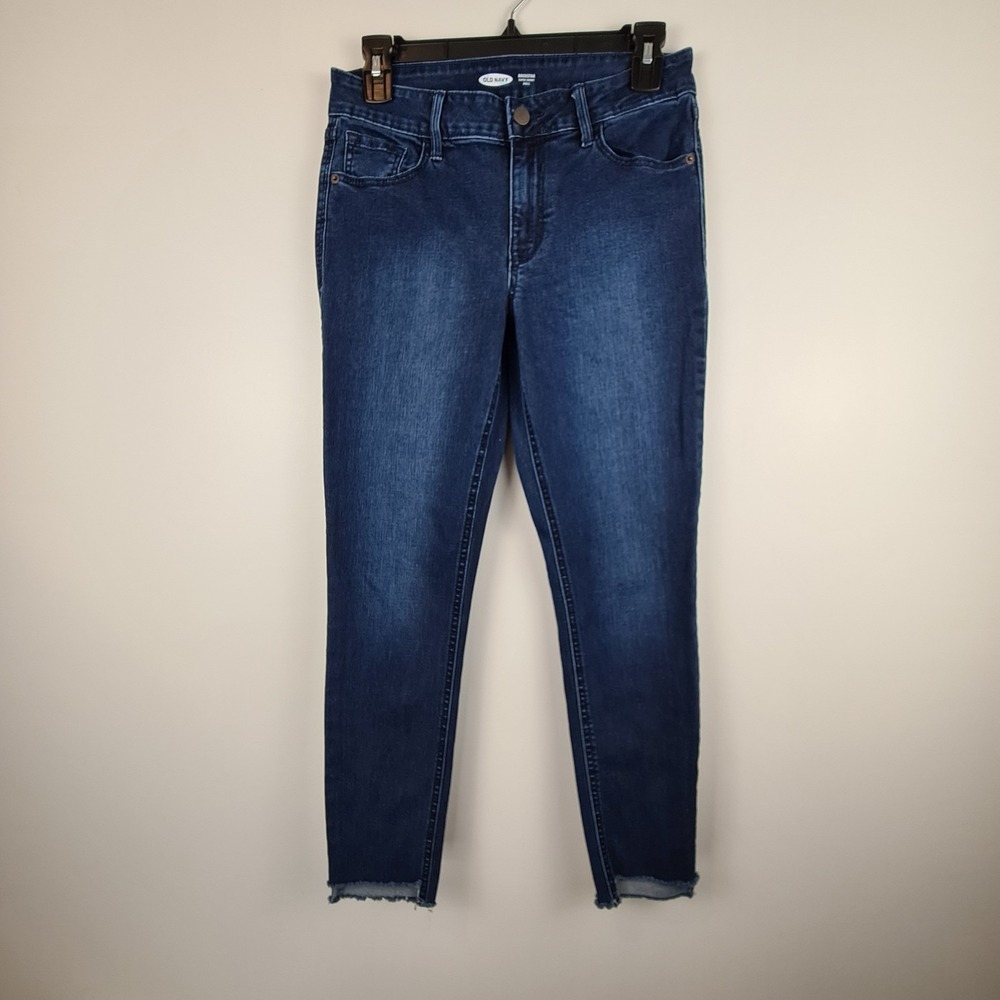Old Navy Rockstar Super Skinny Ankle Jeans Women's Size‎ 4 Blue Mid Rise Raw Hem